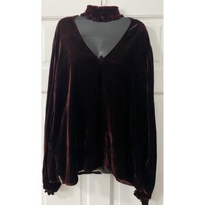 Bailey 44 Velvet Top Size Small Mock Choker Long Sleeve Maroon Goth Holiday NWT